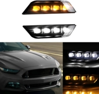 Feux de jour à LED avec clignotants pour Ford Mustang 2015-2017, 2 pièces, 12V, jaunes, étanches, en ABS, feux de brouillard décoratifs