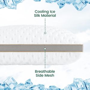 Almohadas de espuma viscoelástica trituradas, Gel tamaño Queen, Juego de 2 refrigerantes para dormir, paquete de 2 almohadas de cama ajustables - Product Image 2