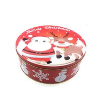 Vente chaude boîte en fer blanc de Noël pour cadeau bonbons biscuit paquet avec couvercle bonbons rond vide gâteau en métal boîtes en fer blanc emballage