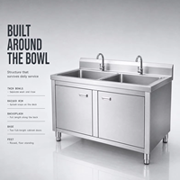 Évier de cuisine professionnel en acier inoxydable QH 201 de 0,8 mm d'épaisseur, finition résistante à la corrosion, capacité de charge de 300 kg/m, vente en gros