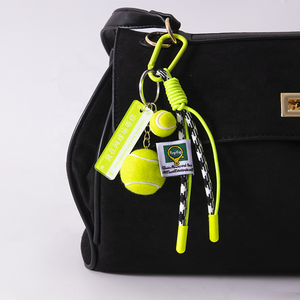 Llavero de tenis de PU ecológico de alta gama Serie MIU, pequeño regalo, colgante para bolsa deportiva de fábrica, accesorio de mosquetón con cuerda trenzada y bola - Product Image 2