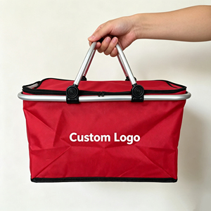 Portable Collapsible Picnic Basket Durable Storage Bag Custom Brand Logo Folding Tote for Camping Travel Grocery Shopping Use - Product Image 6