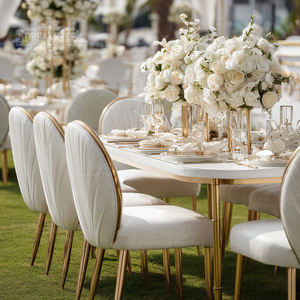 Chaises de loisirs en acier inoxydable pour hôtel, modernes, confortables, avec coussin en velours ou en cuir PU, fauteuil doré, chaise de restaurant - Product Image 1