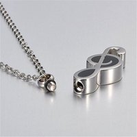 Collar con Colgante de Acero Inoxidable con Notas Musicales Clásicas Ortodoxas para Niños, Urna para Guardar Cenizas
