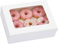 Boîtes à pâtisserie recyclables blanches avec fenêtre pour cadeaux de la Saint-Valentin, pour cookies, beignets au chocolat, cupcakes, muffins et desserts