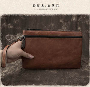 Portefeuille long pour homme en cuir de vache véritable, pochette tendance, sac à main multifonctionnel, style rétro, idéal pour les affaires - Product Image 2