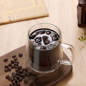 Tazas de Café de Vidrio de 350 ml (12 oz) al por Mayor de Fábrica, Tazas de Vidrio de Doble Pared para Beber, Taza de Café Latte con Asa - Product Image 4
