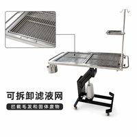 Table d'opération vétérinaire hydraulique en acier inoxydable 304, table chirurgicale pour petits animaux avec filtre de drainage des déchets, poteau IV et plateau
