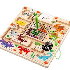 Juguete de Madera Montessori para Niños Pequeños, Juego de Mesa para Aprender los Colores, Laberinto de Dinosaurios - Product Image 1
