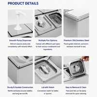 RVS 3-delige sausdispenser, salade topping station, sauspomp houder voor restaurantkeuken
