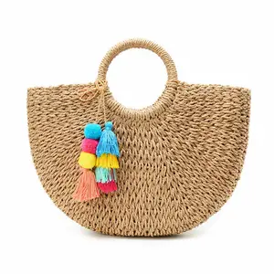 Summer Vibes Bags Handmade In Natural Fabrics Factory Promotion Straw Bag Hollow Out Korean Women'S Mini Handbags 2023