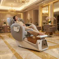 Fauteuil de pédicure de luxe pour salon de manucure, avec spa pour les pieds, inclinable, sans tuyauterie, bain à remous électrique, lampe LED et massage