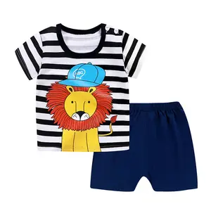 Wholesale Summer Boys Kids Clothings Sets Cotton Short Sleeve T - Shirt and Pants Children's Clothes Boys and Girls Sets