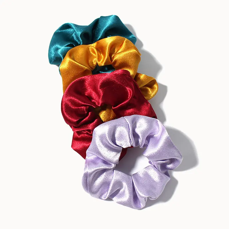 Scrunchies Krawatten Satin Frauen Elastische Bands Frauen Stoff Pferdeschwanz Band Plain Farbe Haar Krawatte