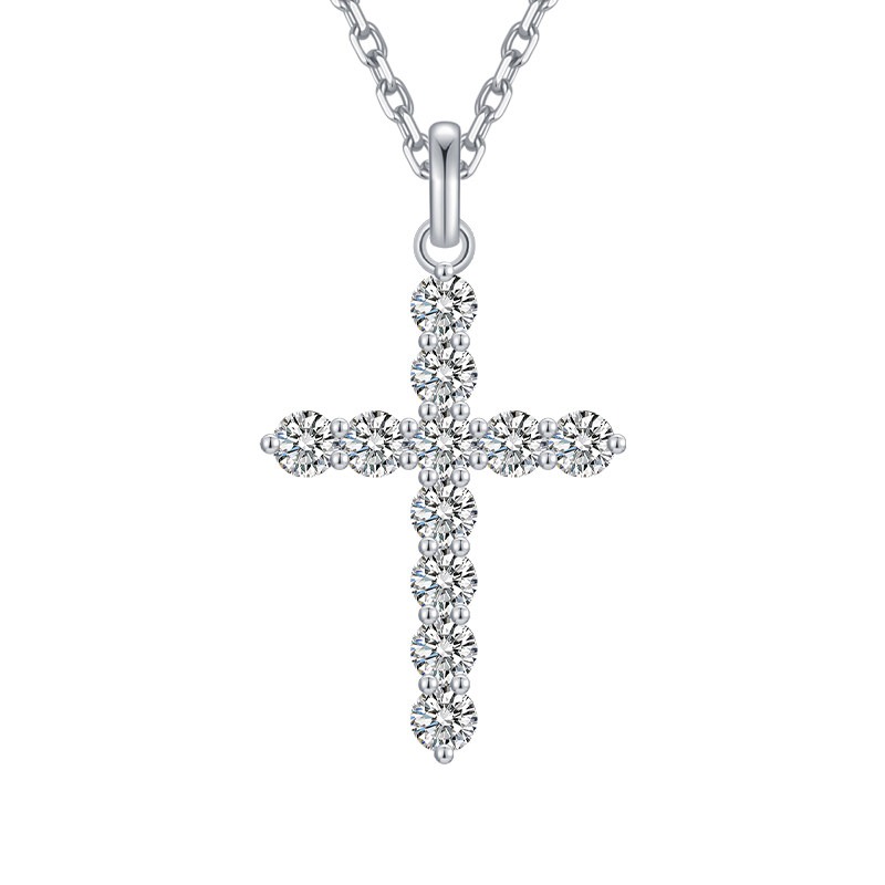 18k white gold Pendants 1ct silver Necklace