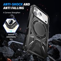 Coque de protection antichoc robuste avec anneau magnétique et béquille de style armure pour Apple iPhone 17 Pro Max 16 15