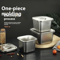 Petit couvercle de tasse à saveur carrée en acier inoxydable rangement de cuisine en métal pour bassin carré pot de barbecue assaisonnement à l'huile ingrédients alimentaires