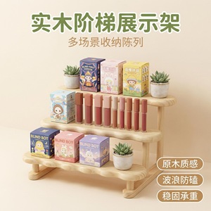 ชั้นวางเครื่องสำอางไม้ 25.5x18x17.5 ซม. สามชั้นสไตล์เรโทรสำหรับจัดระเบียบเครื่องสำอางและน้ำหอมบนโต๊ะ - Product Image 4