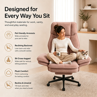 Silla de Oficina Ergonómica con Asiento Ancho y Revestimiento Bouclé, Apta para Mascotas, Fabricada en China