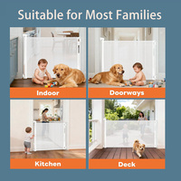 Barrière de sécurité pour bébé pliable et rétractable sans perçage pour les escaliers avec fermeture à bouton, barrière pour chien, clôture en polyester de haute qualité