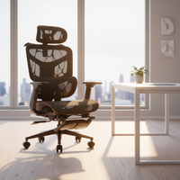 Chaise de bureau de direction ergonomique moderne de luxe noire en maille réglable à dossier haut avec repose-pieds pour le bureau à domicile