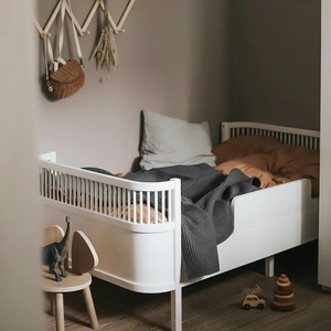 Lit d'enfant en bois massif blanc de style européen, 180 cm, protection trois côtés, pour chambre d'hôtel - Product Image 5
