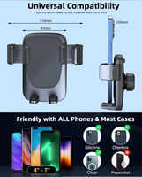 Support de téléphone pour grille d'aération de voiture, conception en silicone super stable, clip flexible en métal, rotation à 360°, déverrouillage à un bouton, port de charge