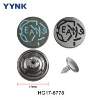 Boutons en métal pour jeans de style vintage avec logo personnalisé, plaqués en alliage de zinc, laiton, sans nickel, pour vêtements, vestes