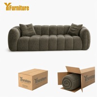 Canapé compact 2 places en velours côtelé, design minimaliste et sans armature, certifié CE, par un fabricant professionnel