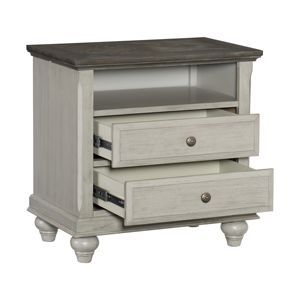 DB Classic Light Gray Nightstand with <b>2</b> <b>Drawers</b> Modern Farmhouse Design for Bedroom <b>Storage</b> for Apartments - Product Image 2