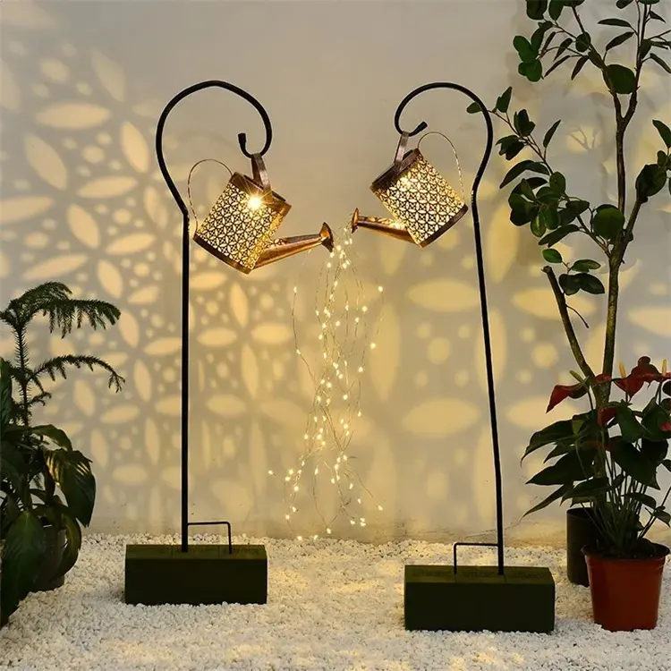 庭の装飾ライトじょうろ36LED銅ソーラーパワーじょうろ庭の装飾DIYじょうろライト付き