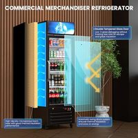 Réfrigérateur commercial vertical avec porte vitrée de 14,8 pi3, éclairage LED frontal, présentoir de boissons, réfrigérateur pour magasin commercial