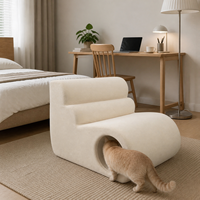 Fauteuil lounge moderne pour humains et animaux avec tunnel cachette pour chat, canapé en mousse sans armature pour salon et chambre