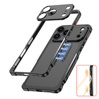 Étui de protection robuste pour téléphone avec cadre métallique électroplaqué magnétique, antichoc et dissipateur de chaleur pour iPhone 16 15 14 13 Pro Max 11 Plus
