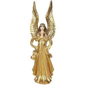 大きな翼の家の像と樹脂の創造的な祈りの記念天使の像