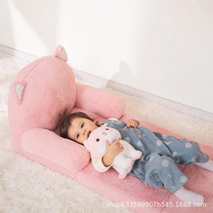 Canapé pliant mignon de dessin animé pour enfants, chaise en peluche avec oreilles de chat, tissu doux, éponge en mousse à haute élasticité pour les tout-petits, filles, lecture - Product Image 3