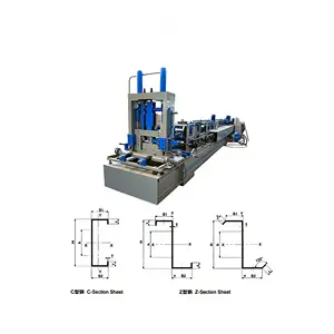 Çelik CZ kanal rulo şekillendirme makinesi C Z şekil profil bölümü hafif çelik omurga purlin rulo şekillendirme makinesi