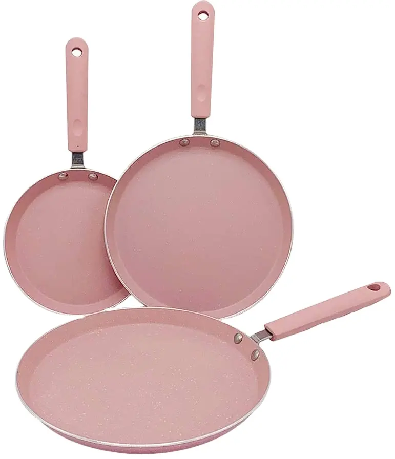 pink color Pancake pan Pressed Aluminium non stick Shallow frying pan Kitchen utensils panela rosa induction bottom crepe pan