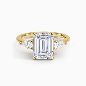 S925 argent pur incrusté 1 carat Moissanite en forme d'olive en forme d'oreiller plaqué or bague de <span class=keywords><strong>mariage</strong></span> pour cadeau de fête de fiançailles - Product Image 3