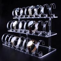 Support de présentation de montres et bracelets en acrylique transparent à 2 niveaux, pliable, rotatif et portable, au design unique, pour les magasins de détail