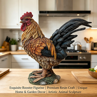 Dekorative Hahnenfigur aus Kunstharz, handbemalt im realistischen Stil, perfekte Geflügel-Dekoration, Hahn-Deko