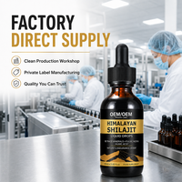 Gouttes liquides de Shilajit de l'Himalaya à marque privée OEM, extrait de résine minérale, complément alimentaire, formule personnalisée, vente en gros, usine, 60 ml