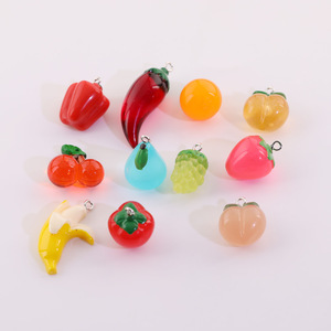 Cuentas acrílicas de frutas y verduras de formas mixtas para la fabricación de joyería, cuentas sueltas de resina plástica de colores aleatorios - Product Image 5