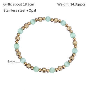 Pulsera de cuentas de elasticidad ajustable chapada en oro de 18 quilates de <span class=keywords><strong>Linsa</strong></span> Fashion, nuevo accesorio hecho de acero inoxidable que no se decolora - Product Image 2