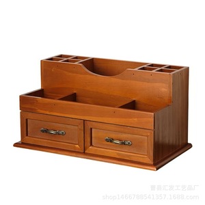 Estante de almacenamiento de madera con cajones, organizador de escritorio con múltiples compartimentos para papelería de oficina y cosméticos. - Product Image 4