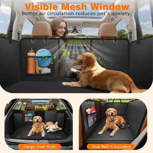 Back Seat Extender Hard Bottom Dog Car Seat <b>Cover</b> for Dogs Dog Hammock with Mesh <b>Window</b> Scratch-Proof and Anti-Slip - Product Image 3