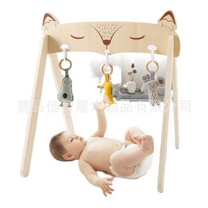 Gimnasio de actividades de madera para bebés con forma de animales, 22.83in x 22.41in x 22.83in, para recién nacidos, uso doméstico - Product Image 3