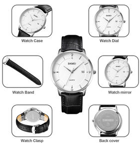 Montre à quartz minimaliste de luxe avec calendrier, étanche, pour homme, en acier inoxydable/cuir, design de logo personnalisé, cadran de 40 mm - Product Image 5