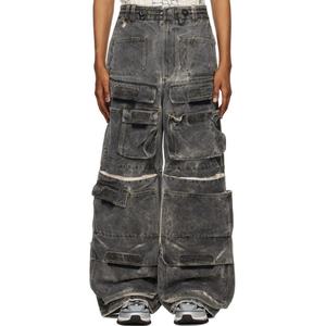 China Factory Street Jeans Four-pocket Styling <b>Bungee</b>-style Drawstring Non-stretch Cargo Pocket Denim Jean for Men - Product Image 1