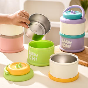 Nouvelle boîte à lunch en acier inoxydable 304, multi-couches, portable, pour étudiants et employés de bureau, design cylindrique de couleur unie - Product Image 1